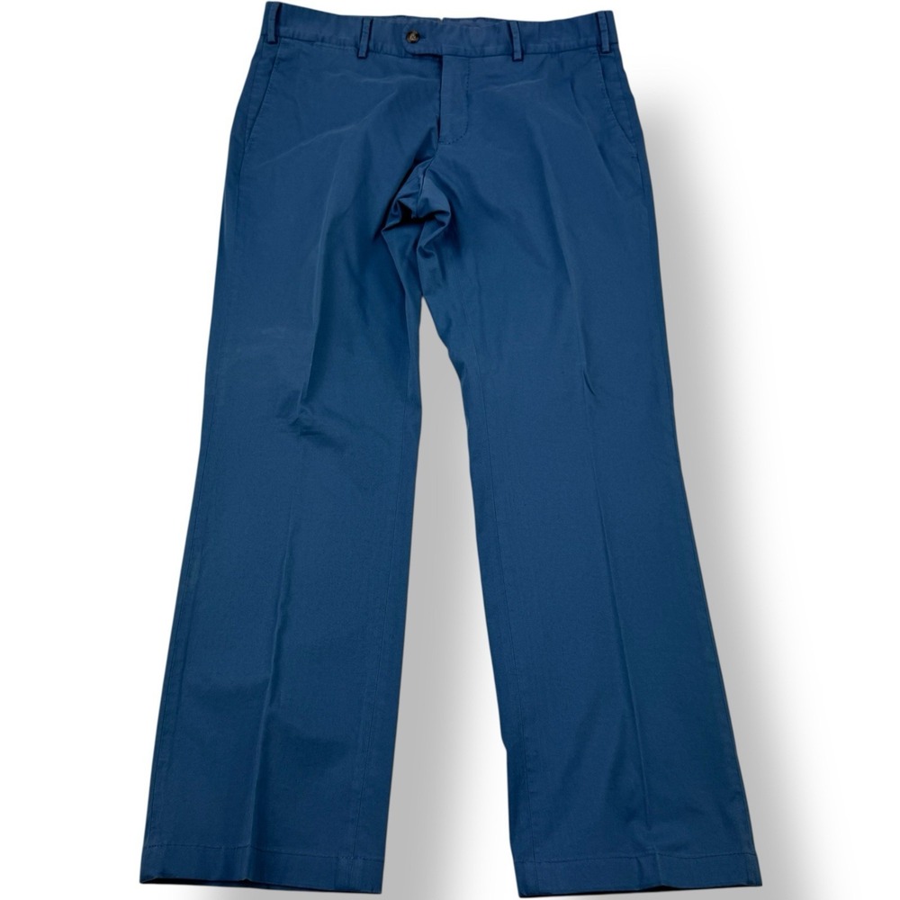 J.Hilburn Blue‎ Cotton Elastane Flat Front Chino Pants Men's Size 34x30